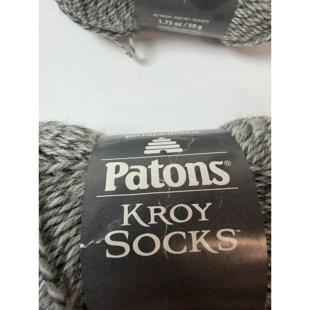Patons Kroy Socks Yarn Grey Marl 1.75oz 166yd Lot 2